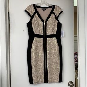 Gold and black dress.